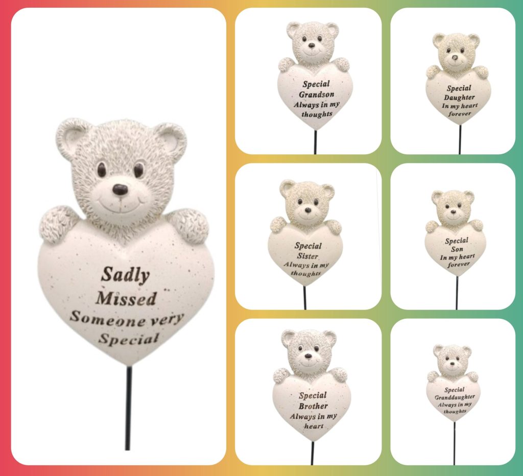 Grave Marker Stick - Teddy and Heart main