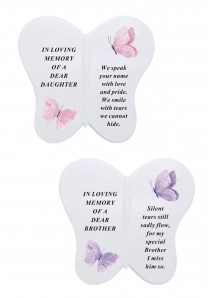 Graveside Memorial Plaque - Butterfly with verse main