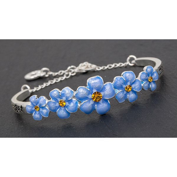 Silver Plated Forget Me Not Bangle Bereavement Gift