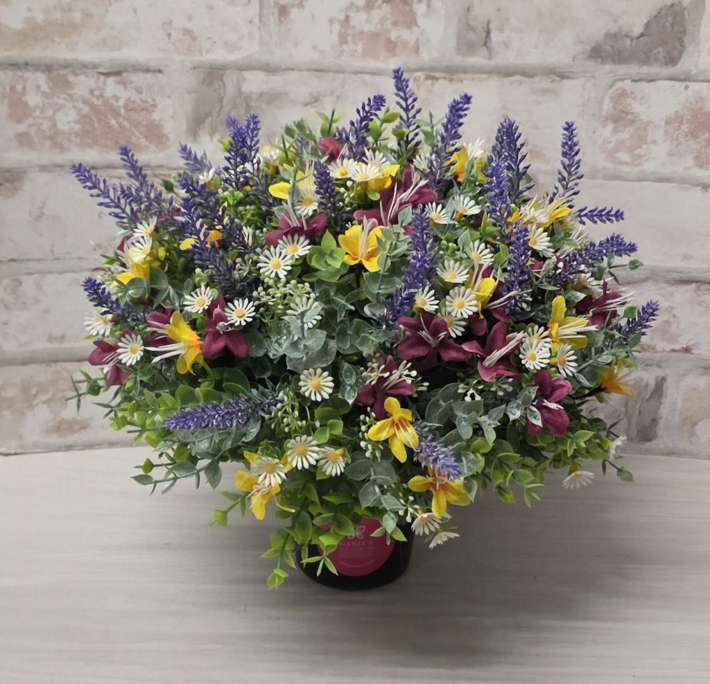 Grave Flower Pot | Artificial Country Garden Memorial Arrangement