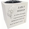 Grave Memorial Rose Bowl for Husband - Praying Hands Rose Bowl with Diamante Decoration. Weatherproof, 14 x 15 cm size. Material is Resin.