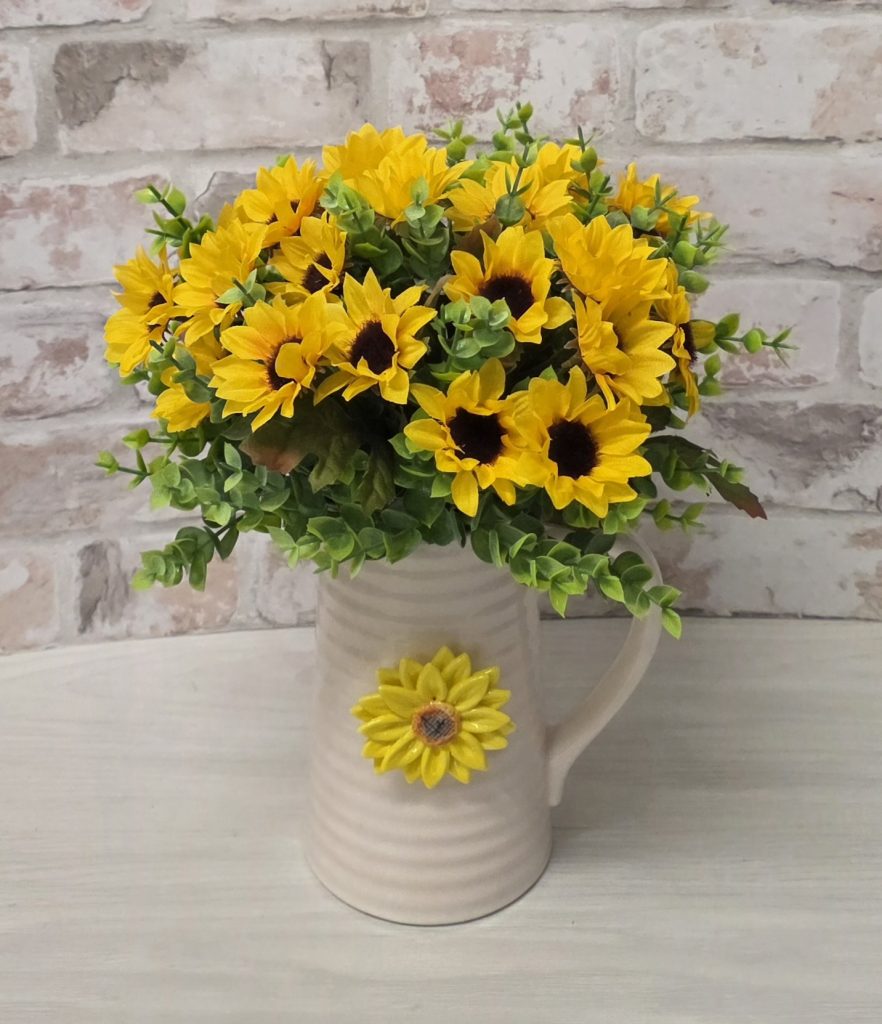 Artificial Flower Arrangement | Ceramic Jug with Artificial Sunflowers