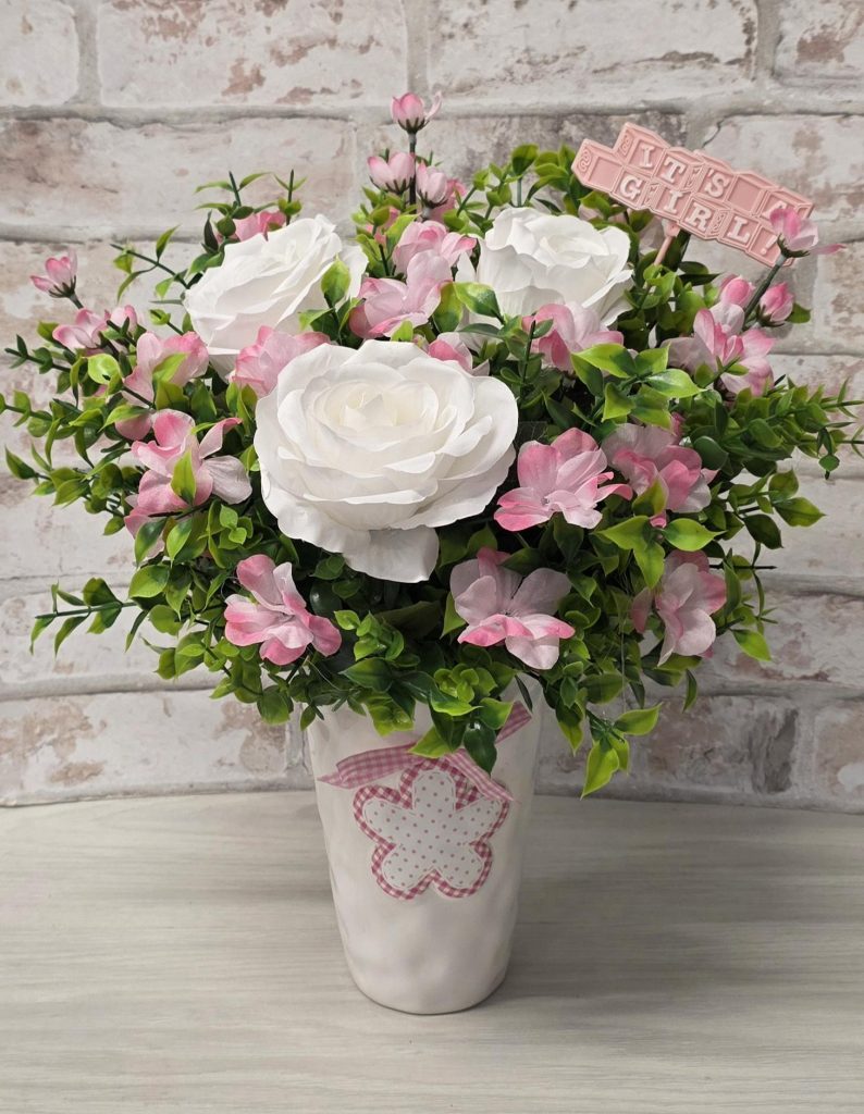 Baby Girl Artificial Flower Arrangement
