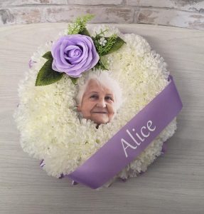 Personalised Photo Grave Wreath Lilac