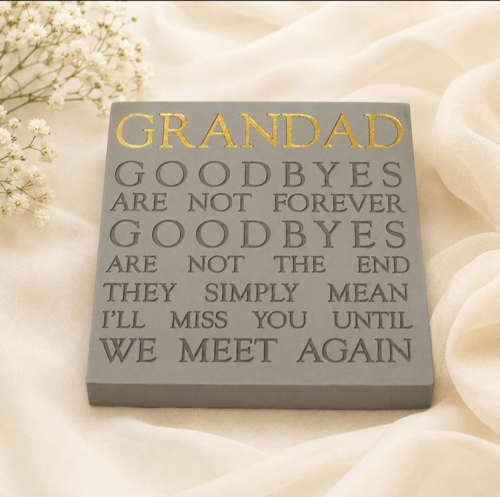 Grandad Graveside Memorial Ornament - Square Grey Stone