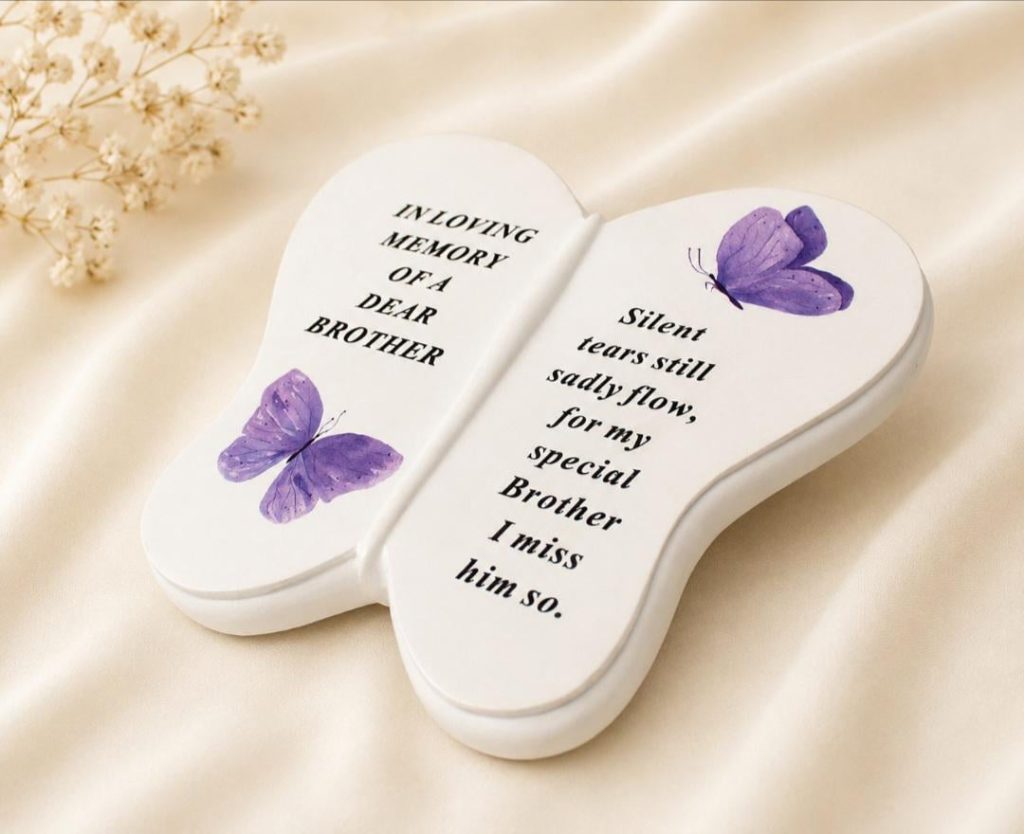 Brother Graveside Memorial Ornament - Butterfly Plaque
