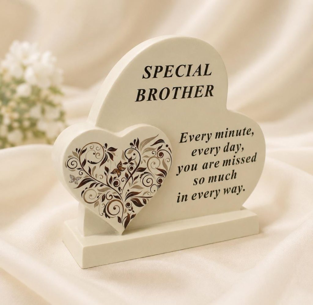 Brother Graveside Memorial Ornament – Heart Plaque