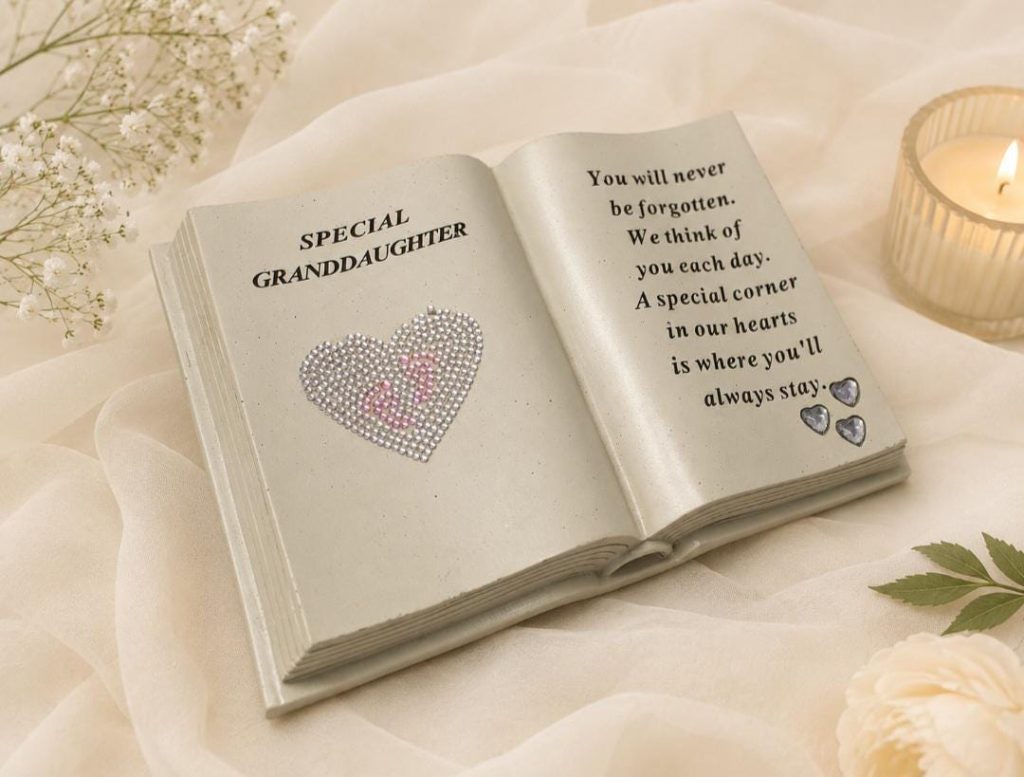 Granddaughter Graveside Memorial Ornament – Book Plaque