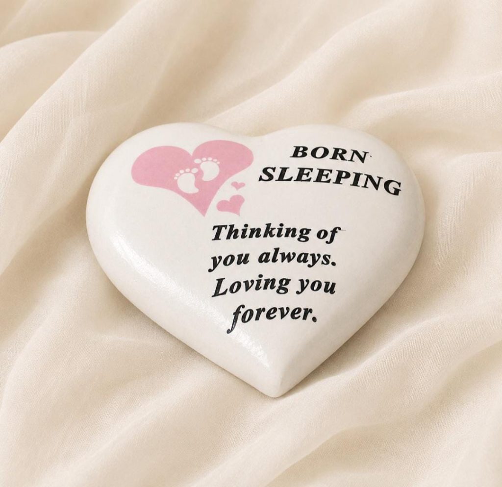 Baby Loss Graveside Memorial Ornament - Pink Born Sleeping Heart