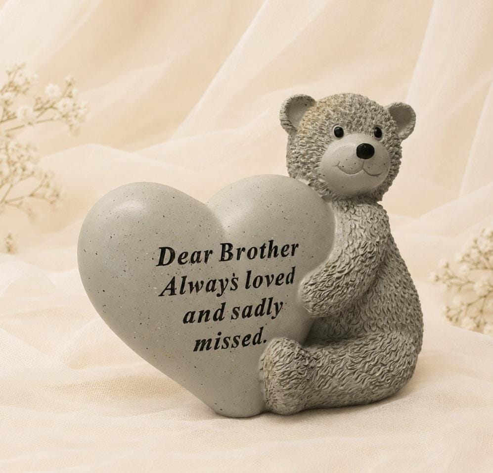 Brother Graveside Memorial Ornament - Teddy with Heart