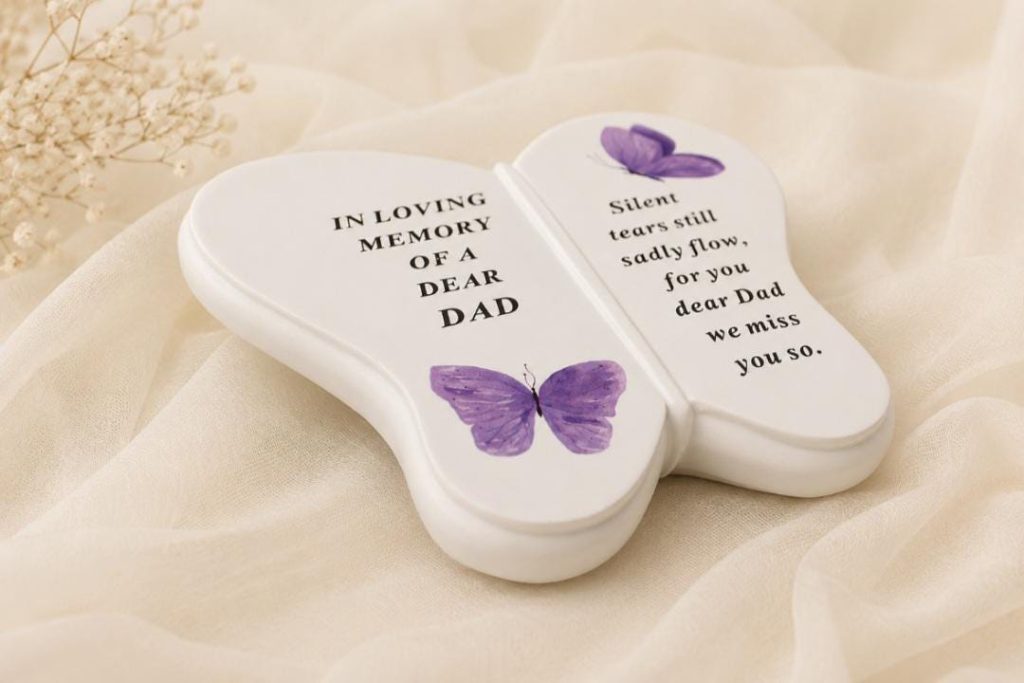 Dad Graveside Memorial Ornament - Butterfly Plaque