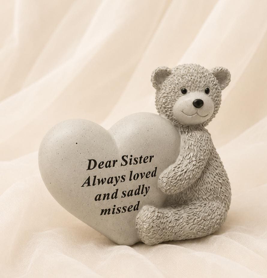 Sister Graveside Memorial Ornament - Teddy with Heart