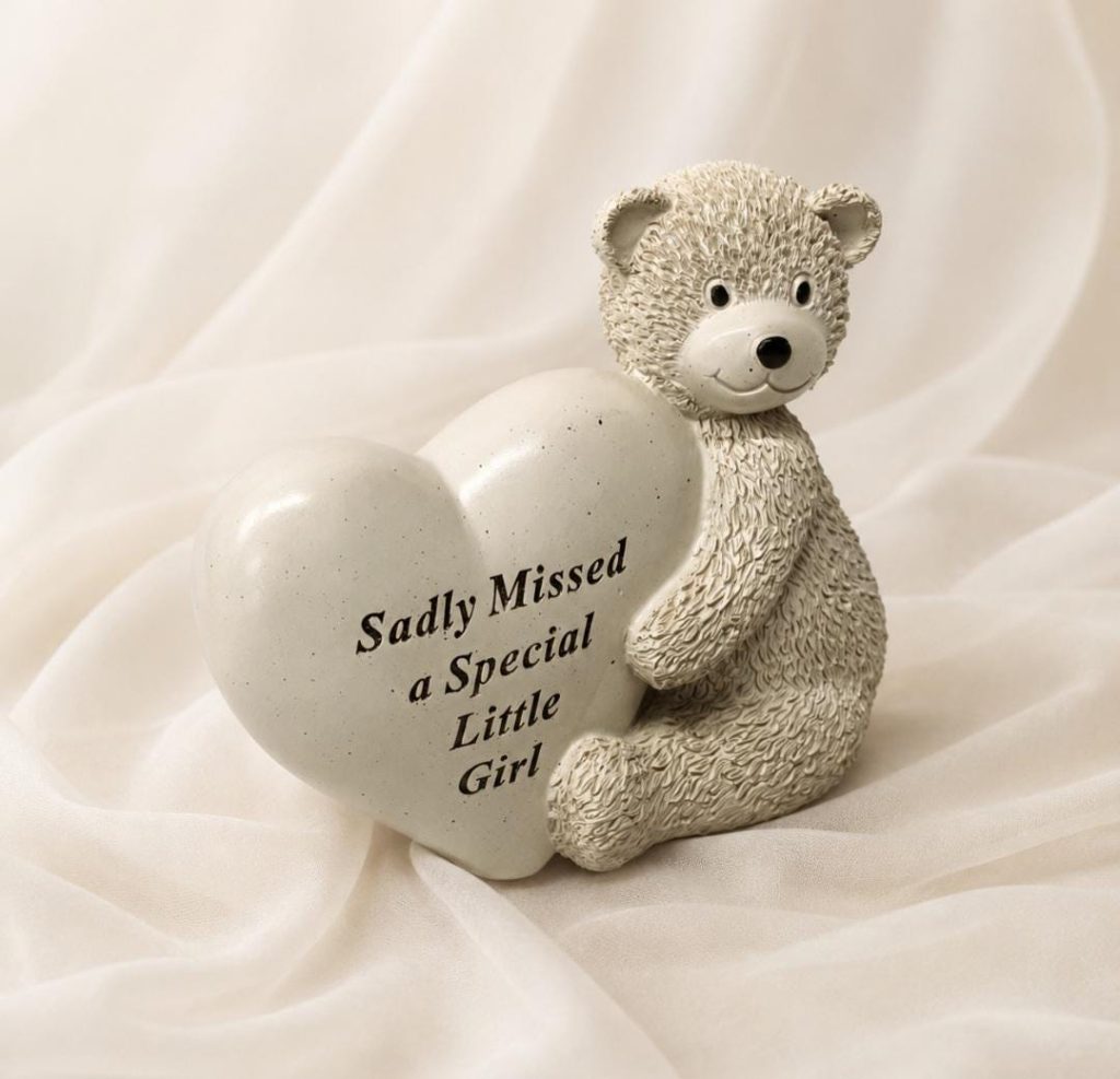Special Little Girl Graveside Ornament - Teddy & Heart