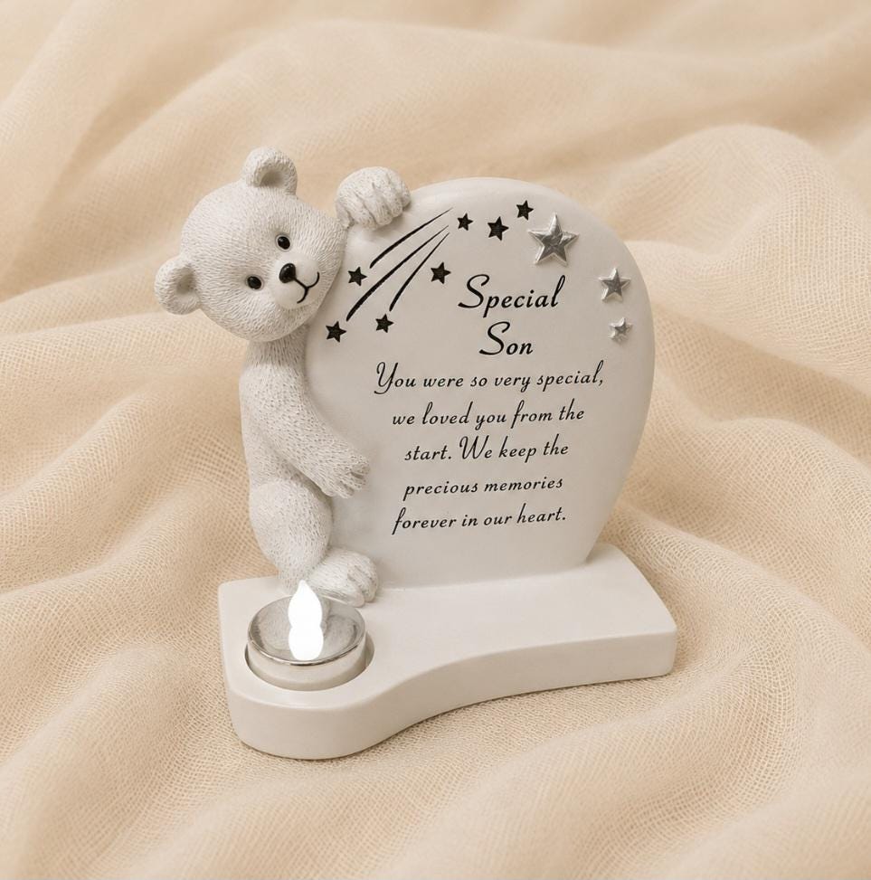 Son Graveside Memorial Ornament - Teddy with LED Light