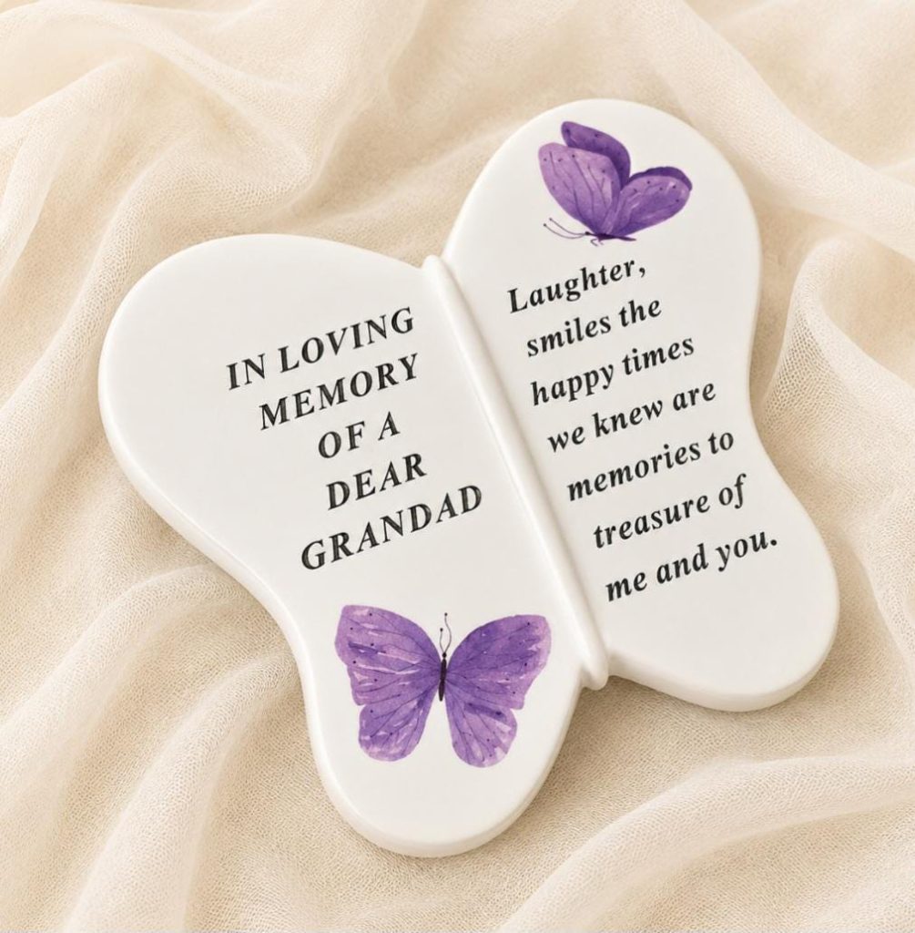 Grandad Graveside Memorial Ornament - Butterfly Plaque