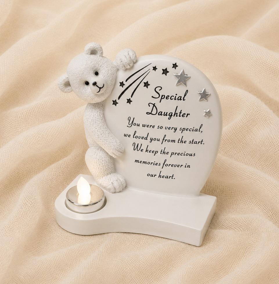 Daughter Graveside Memorial Ornament - Teddy with LED Light