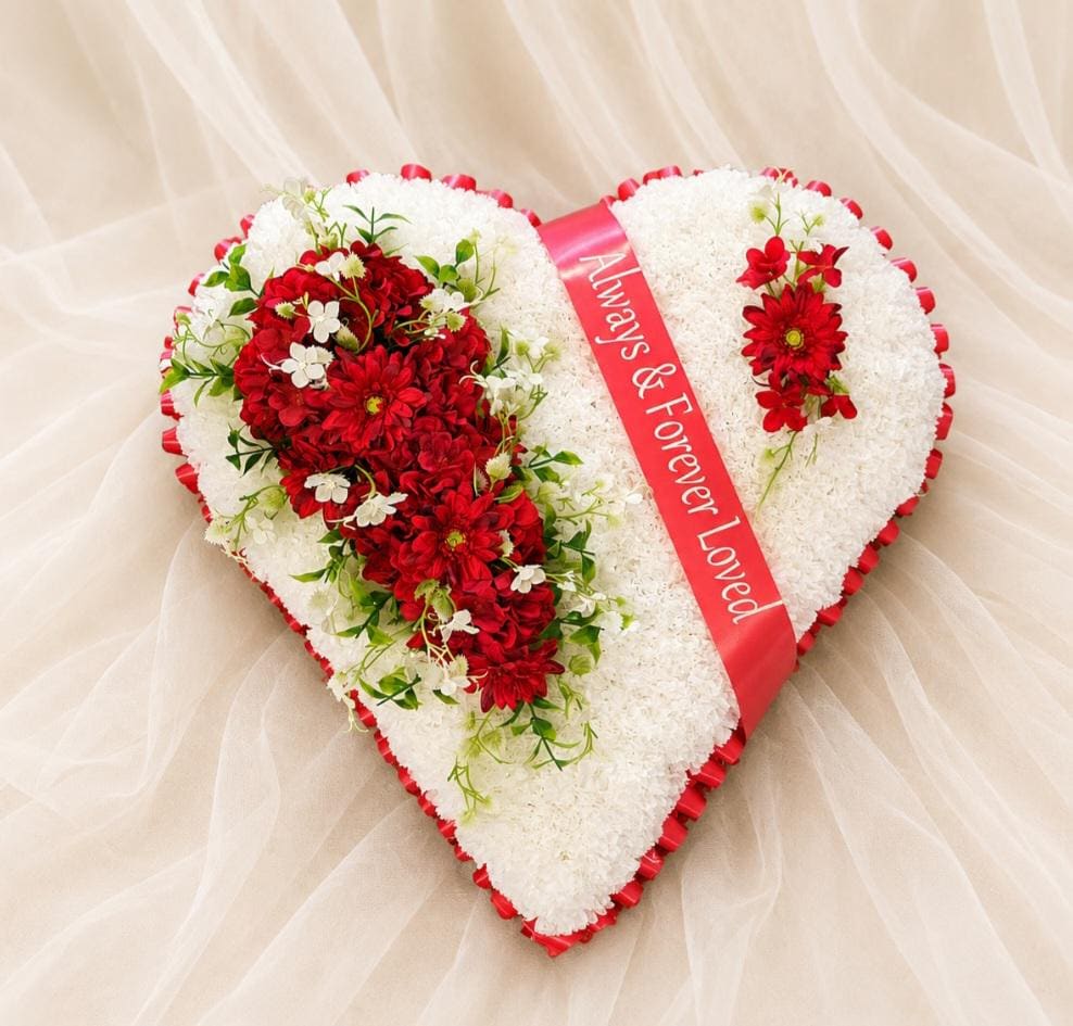 Funeral Flowers - Luxury Artificial Heart Memorial Tribute